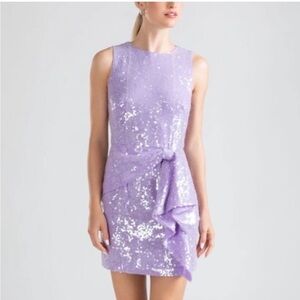 Shoshanna Sequin Bow Mini Dress US 4 Cocktail Summer Barbiecore Lavender $599